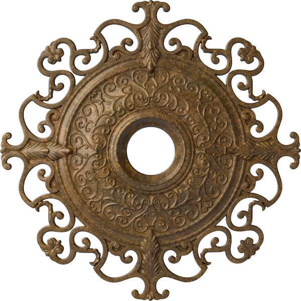 Ekena Millwork Orleans Ceiling Medallion (Canopies up to 8 1/4"), 38 3/8"OD x 6 5/8"ID x 2 7/8"P, Rubbed Bronze CM38OLRZS - main